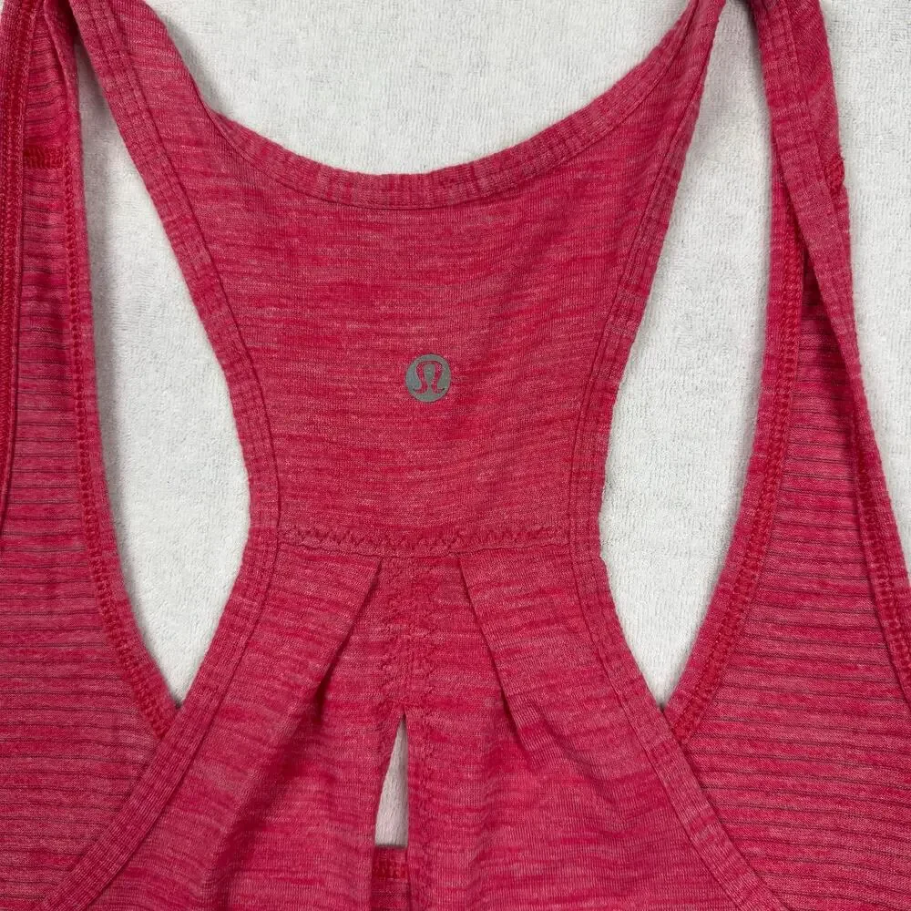 Lululemon Women’s Pink Striped Pleated Racerback Tank Top Size 6
